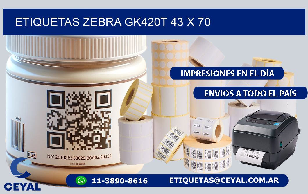 ETIQUETAS Zebra GK420T 43 x 70
