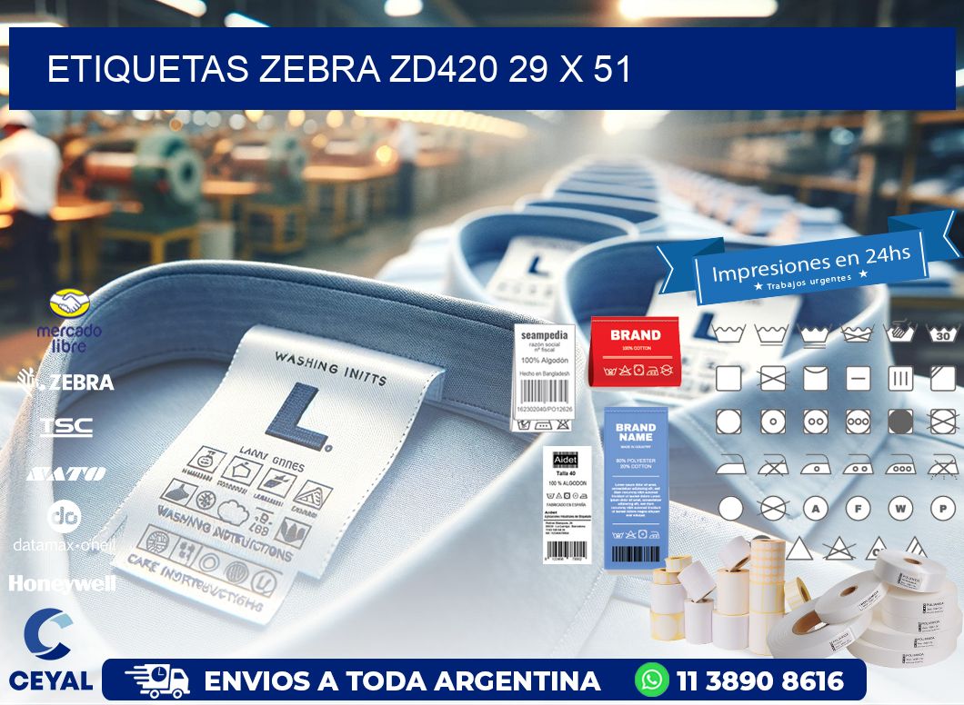 ETIQUETAS Zebra ZD420 29 x 51