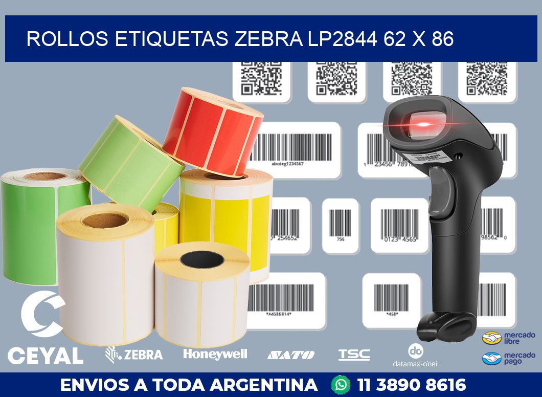 ROLLOS ETIQUETAS Zebra LP2844 62 x 86