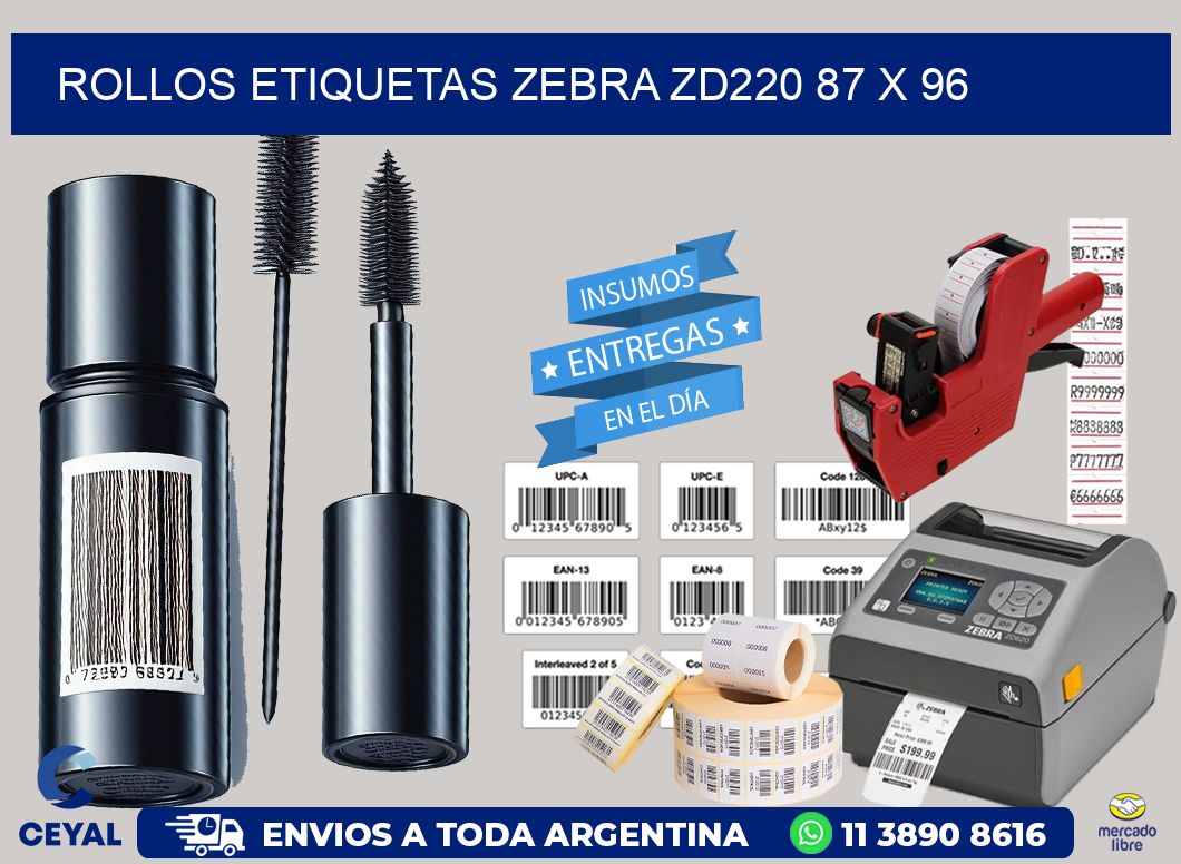 ROLLOS ETIQUETAS Zebra ZD220 87 x 96