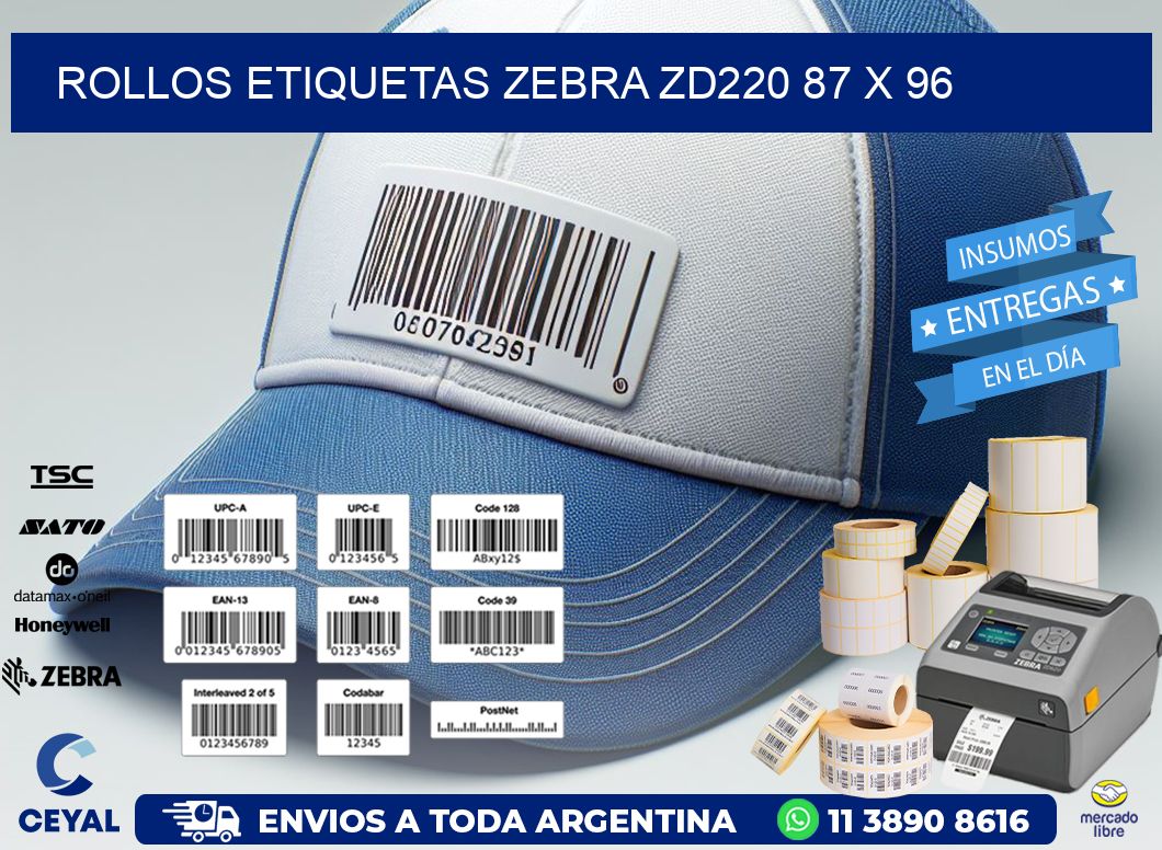 ROLLOS ETIQUETAS Zebra ZD220 87 x 96