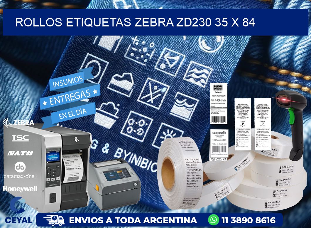ROLLOS ETIQUETAS Zebra ZD230 35 x 84