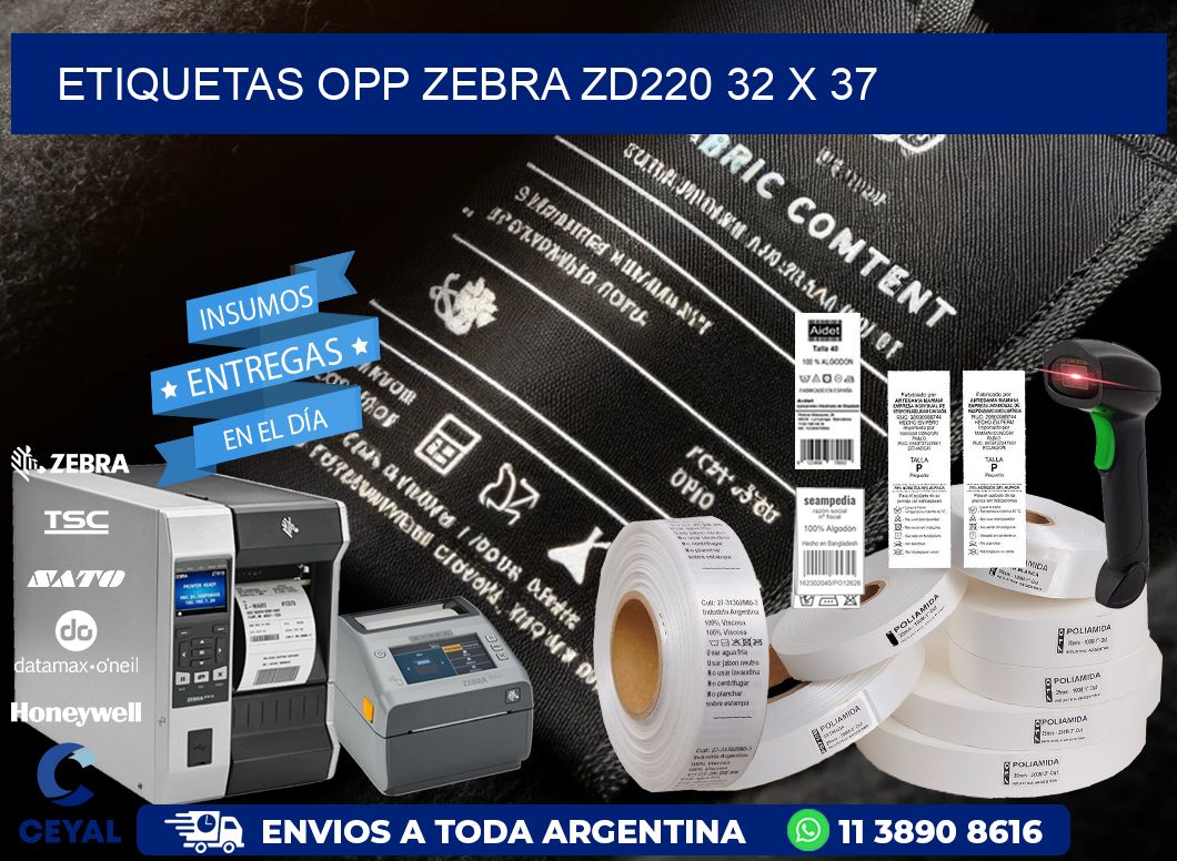 ETIQUETAS OPP ZEBRA ZD220 32 x 37