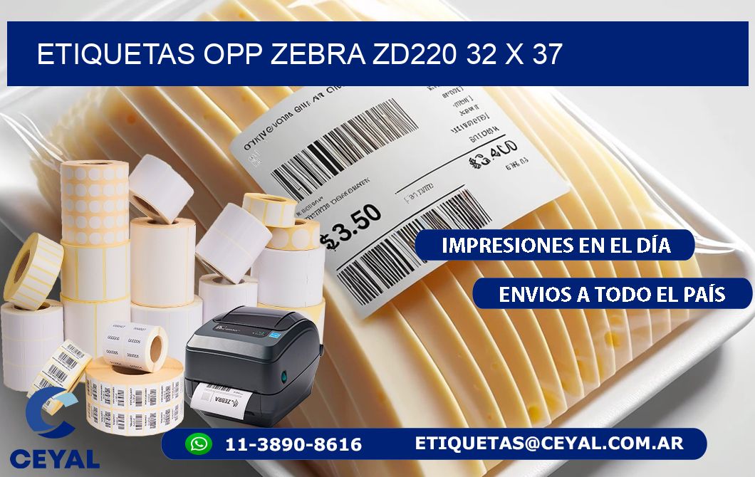 ETIQUETAS OPP ZEBRA ZD220 32 x 37