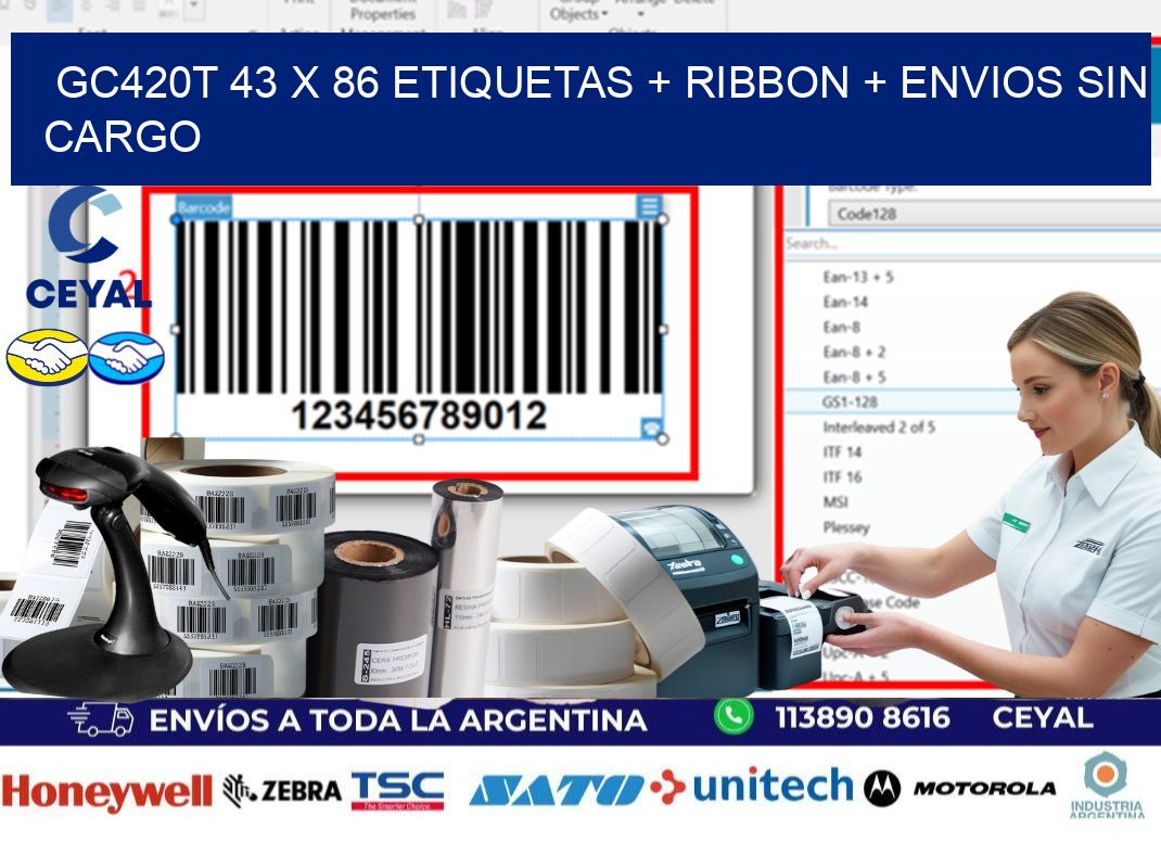 GC420T 43 x 86 etiquetas + ribbon + envios sin cargo