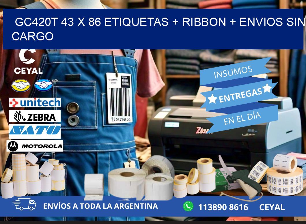 GC420T 43 x 86 etiquetas + ribbon + envios sin cargo