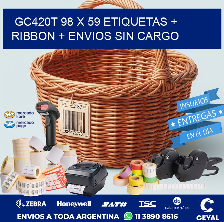 GC420T 98 x 59 etiquetas + ribbon + envios sin cargo