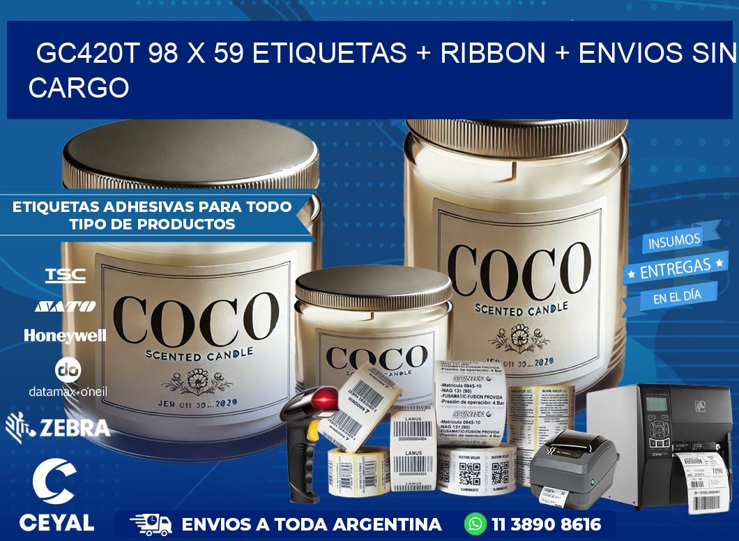 GC420T 98 x 59 etiquetas + ribbon + envios sin cargo