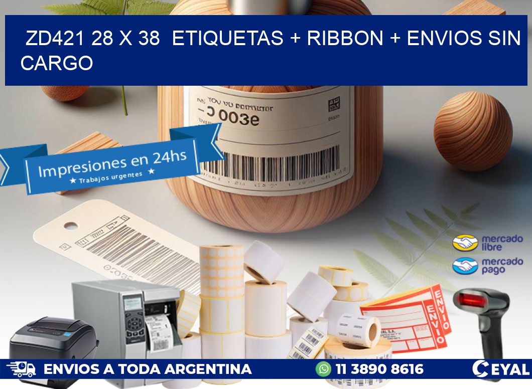ZD421 28 x 38  etiquetas + ribbon + envios sin cargo