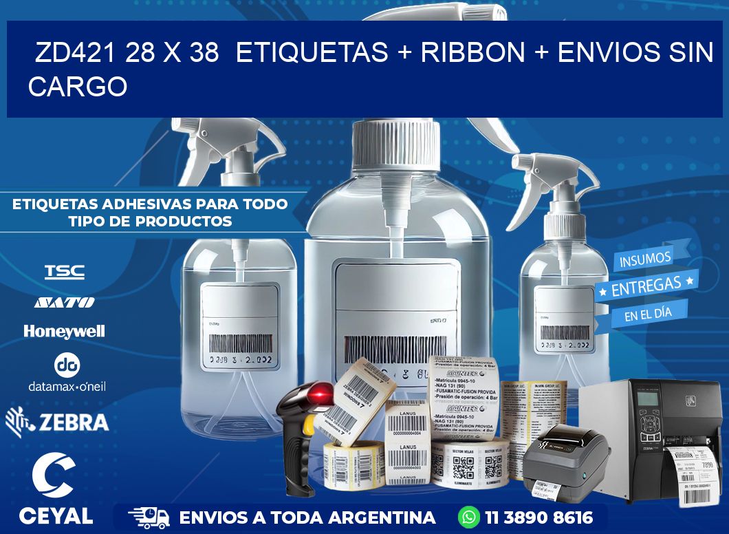 ZD421 28 x 38  etiquetas + ribbon + envios sin cargo