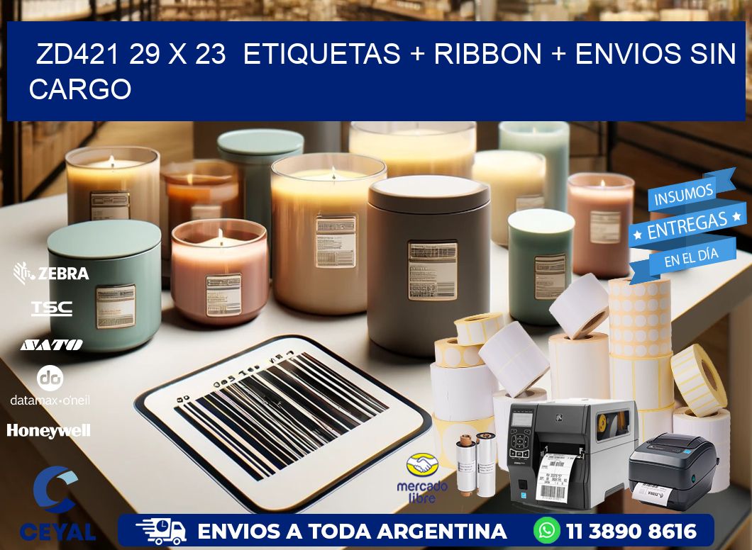 ZD421 29 x 23  etiquetas + ribbon + envios sin cargo