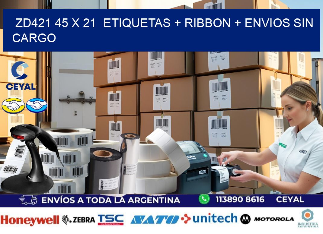 ZD421 45 x 21  etiquetas + ribbon + envios sin cargo