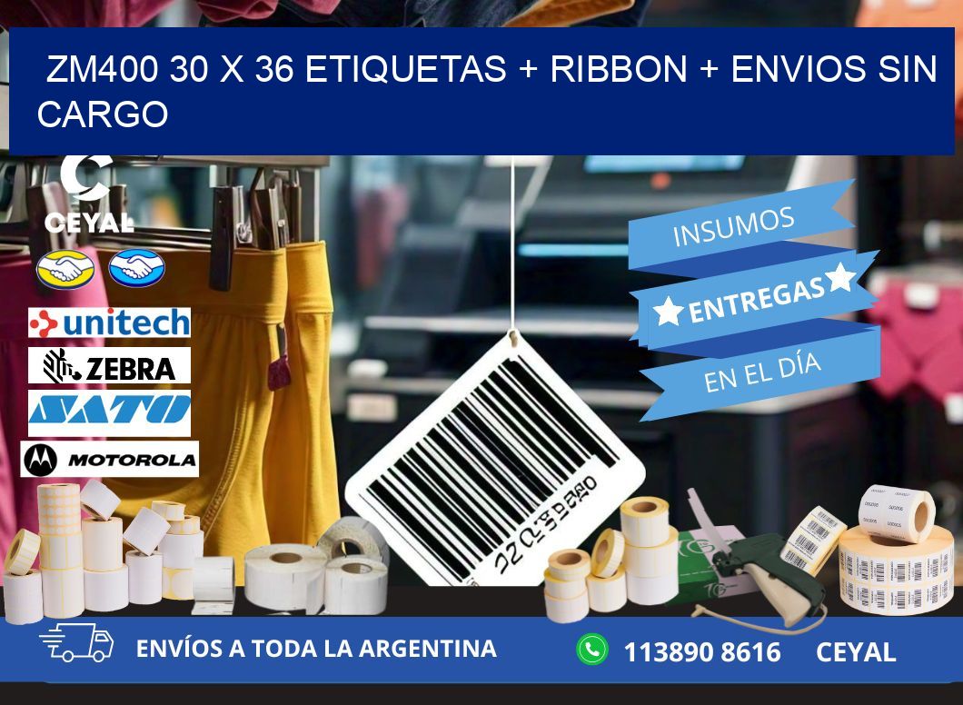 ZM400 30 x 36 etiquetas + ribbon + envios sin cargo