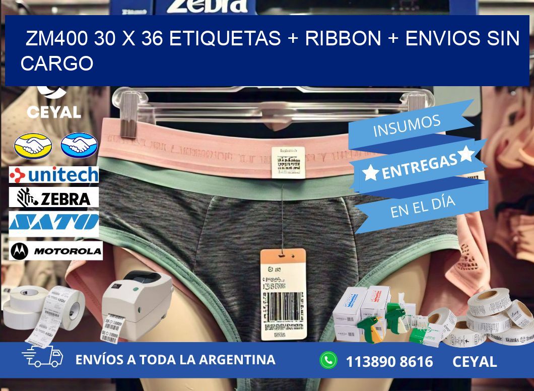 ZM400 30 x 36 etiquetas + ribbon + envios sin cargo