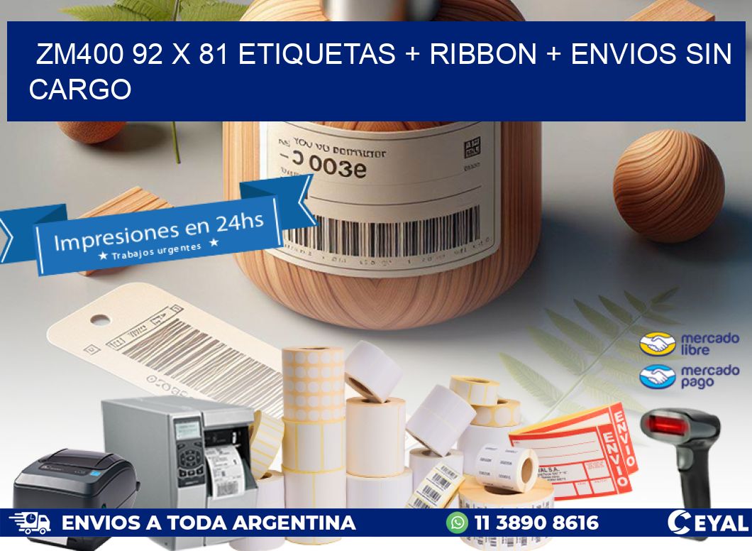 ZM400 92 x 81 etiquetas + ribbon + envios sin cargo