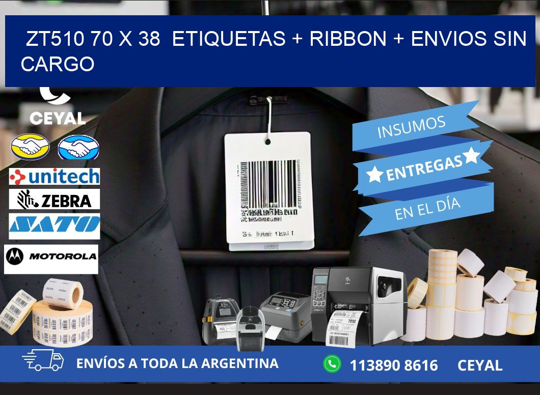ZT510 70 x 38  etiquetas + ribbon + envios sin cargo