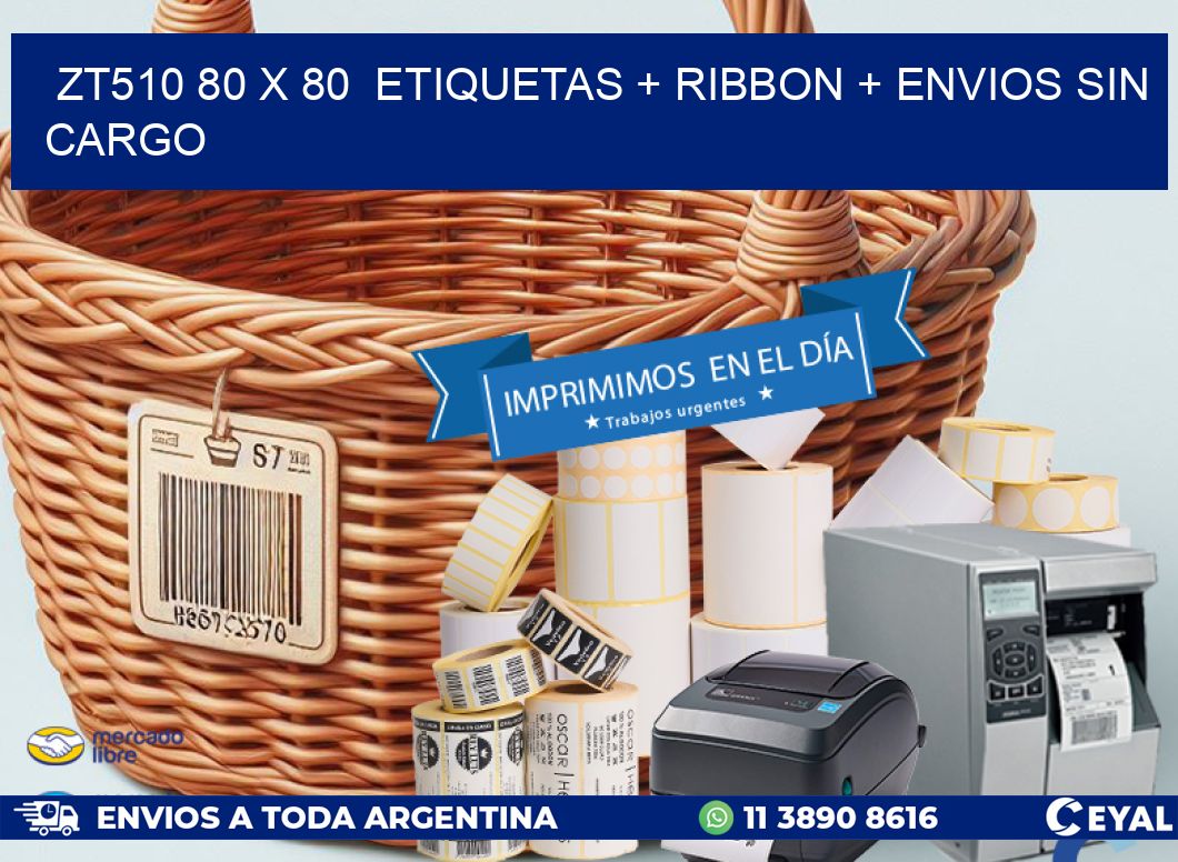 ZT510 80 x 80  etiquetas + ribbon + envios sin cargo