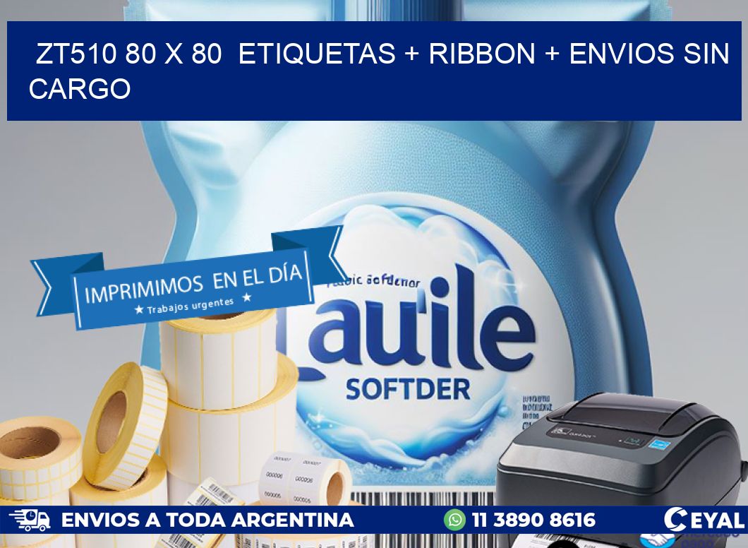 ZT510 80 x 80  etiquetas + ribbon + envios sin cargo