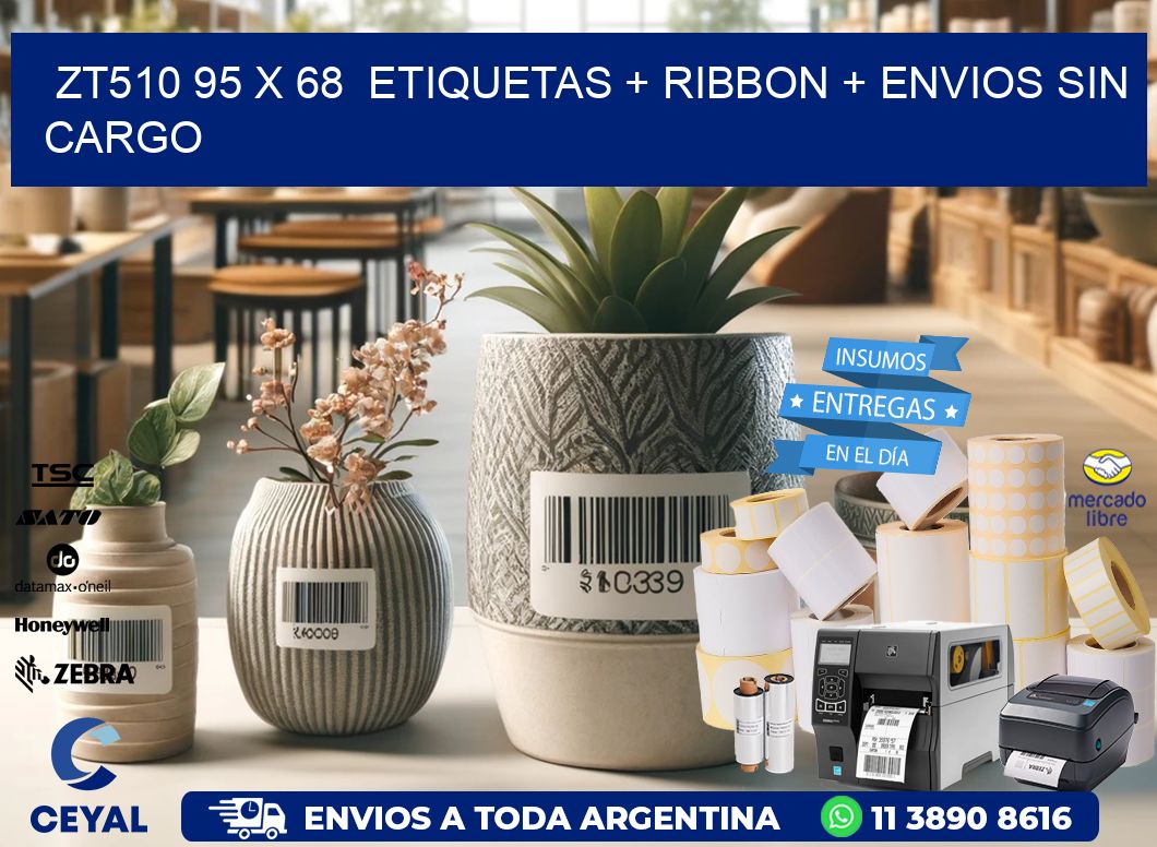 ZT510 95 x 68  etiquetas + ribbon + envios sin cargo