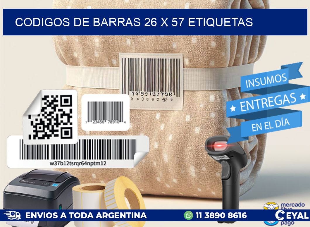 codigos de barras 26 x 57 etiquetas