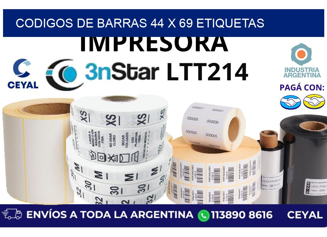 codigos de barras 44 x 69 etiquetas