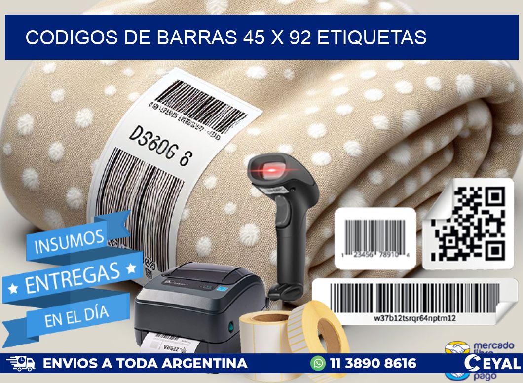 codigos de barras 45 x 92 etiquetas