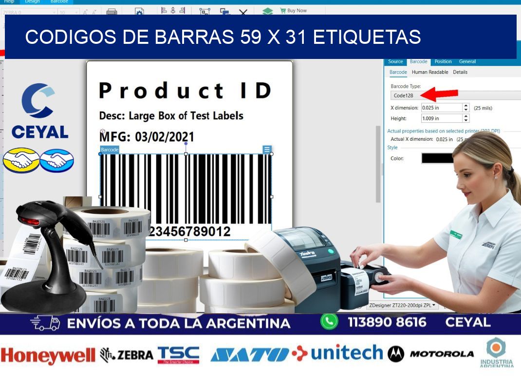 codigos de barras 59 x 31 etiquetas