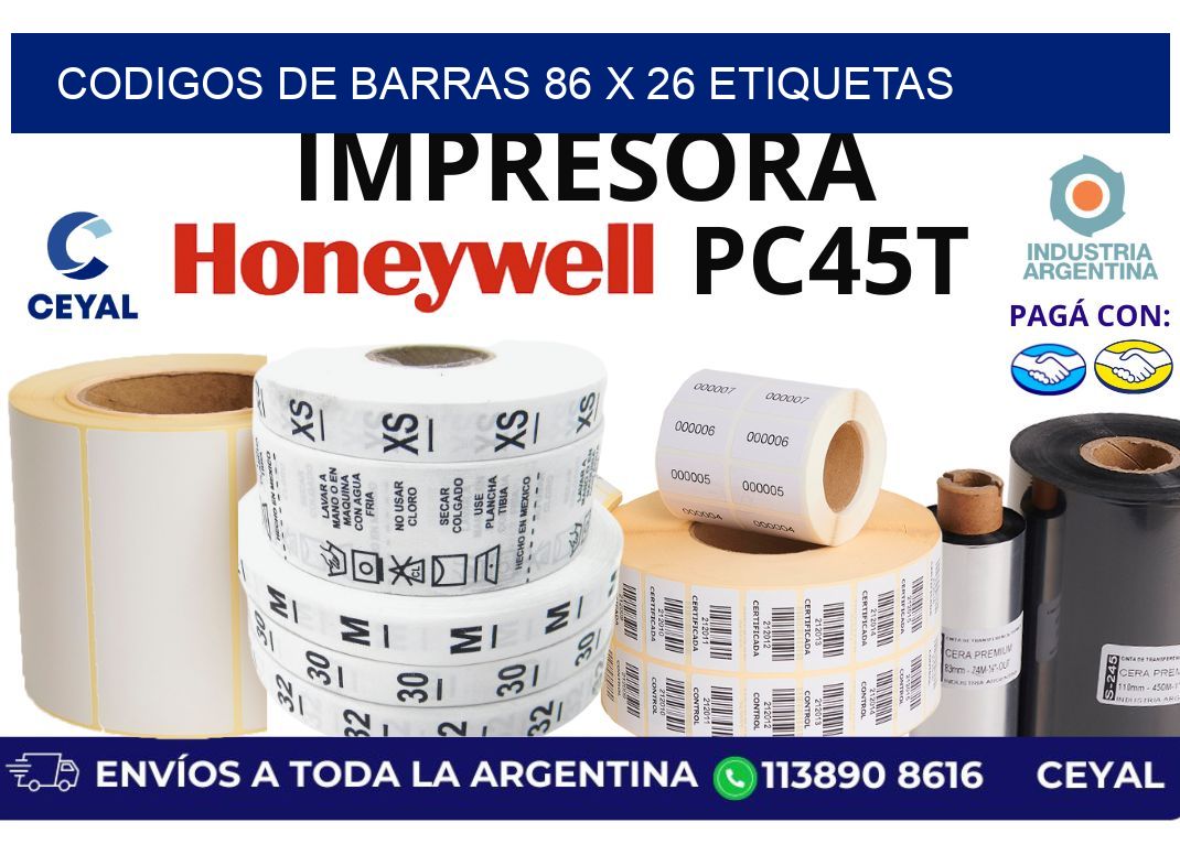 codigos de barras 86 x 26 etiquetas