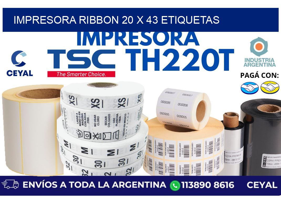 impresora ribbon 20 x 43 etiquetas
