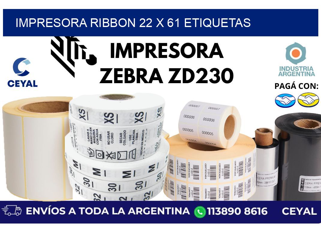 impresora ribbon 22 x 61 etiquetas