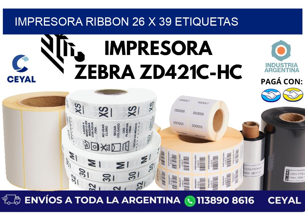 impresora ribbon 26 x 39 etiquetas