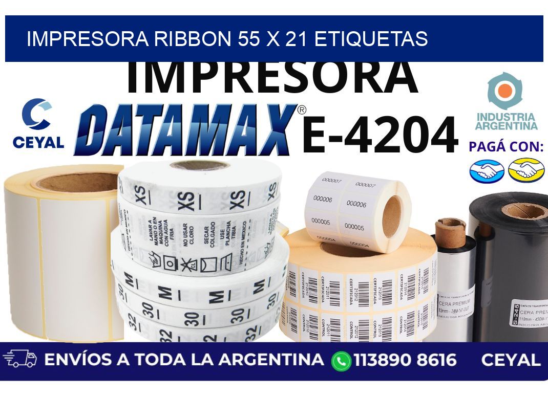 impresora ribbon 55 x 21 etiquetas