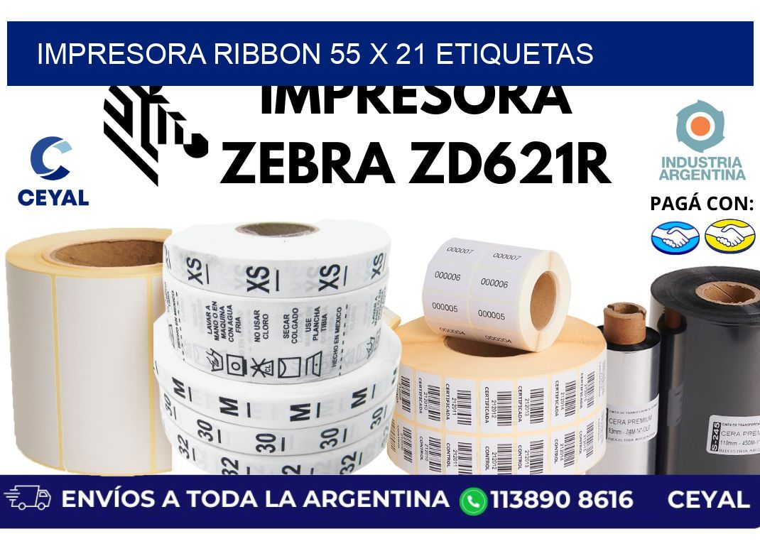 impresora ribbon 55 x 21 etiquetas