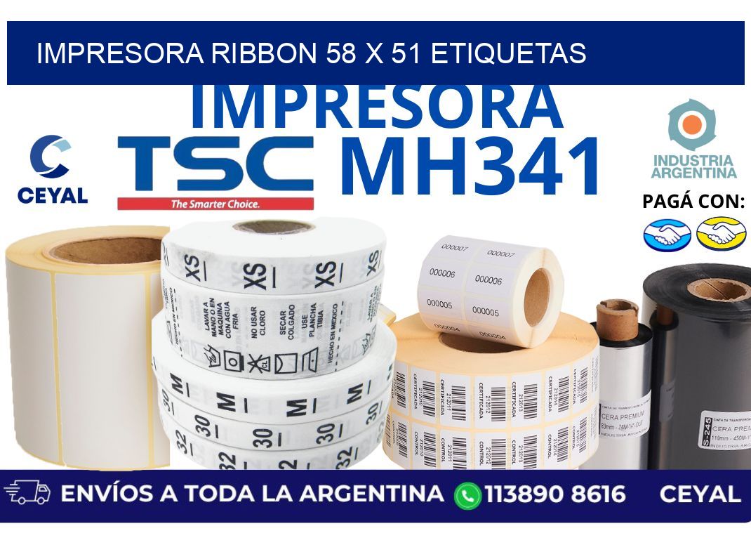 impresora ribbon 58 x 51 etiquetas