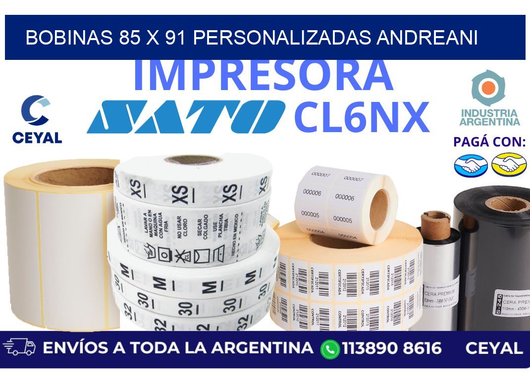 bobinas 85 x 91 personalizadas andreani