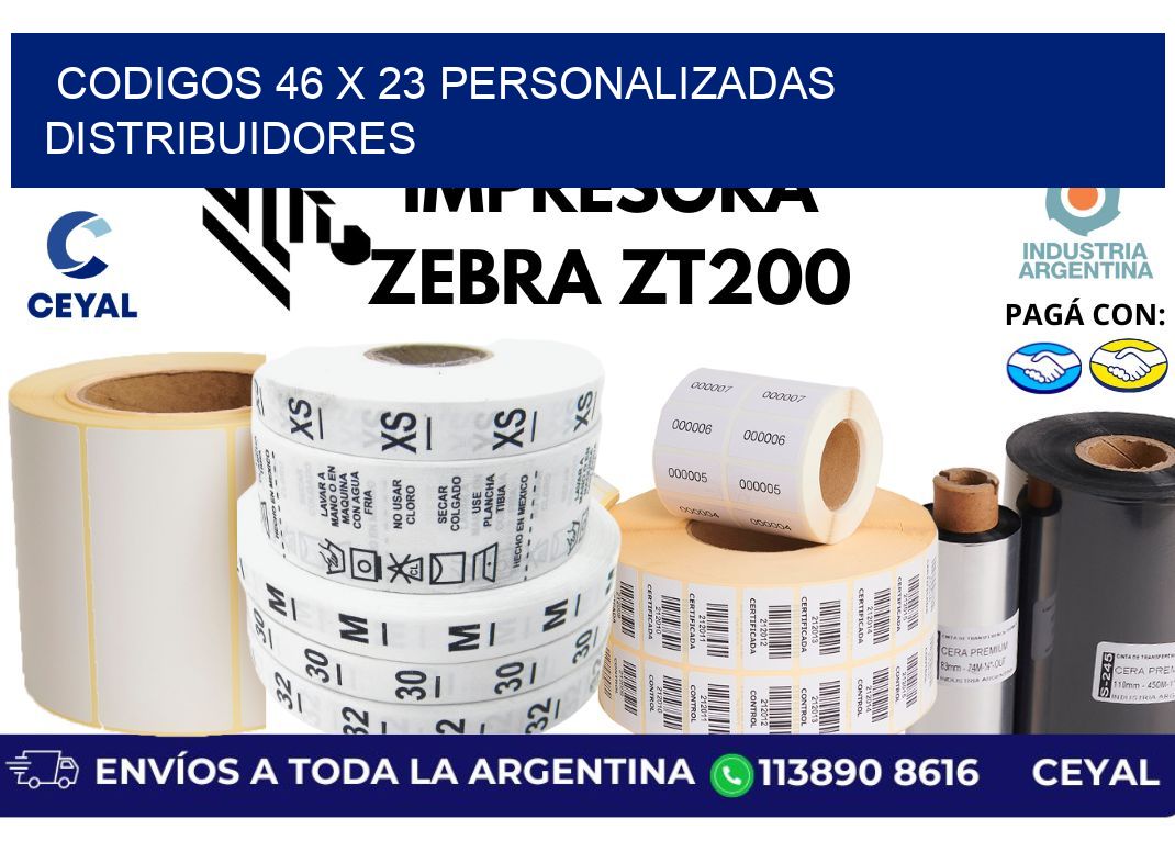codigos 46 x 23 personalizadas distribuidores
