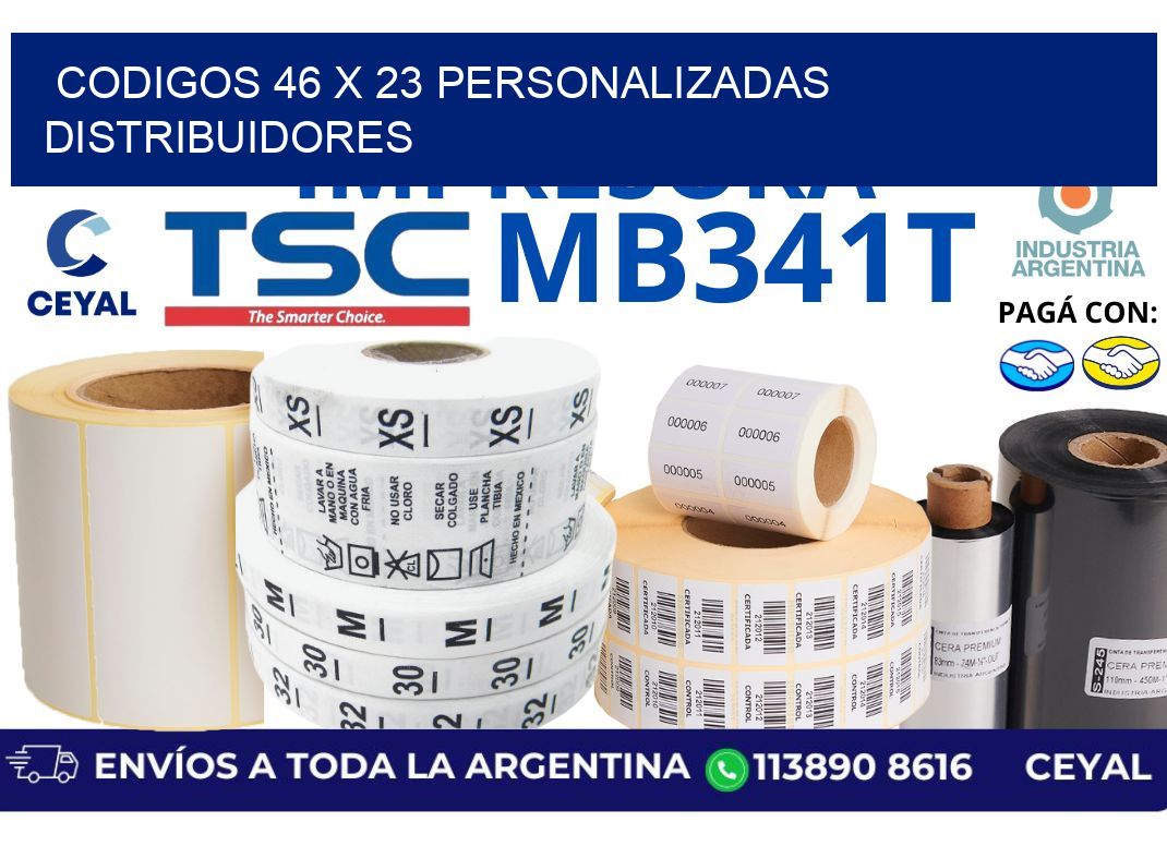 codigos 46 x 23 personalizadas distribuidores