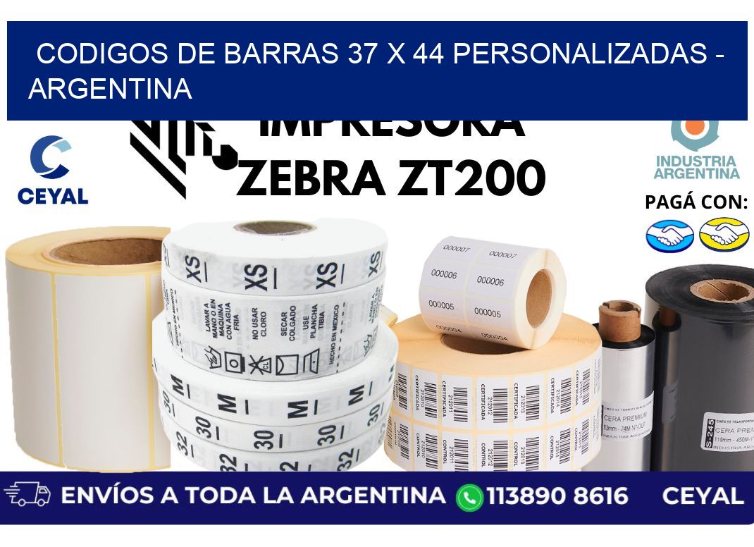 codigos de barras 37 x 44 personalizadas – Argentina