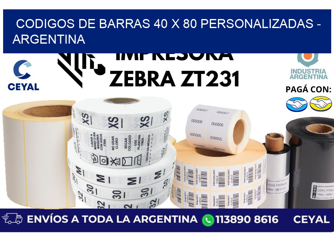 codigos de barras 40 x 80 personalizadas - Argentina