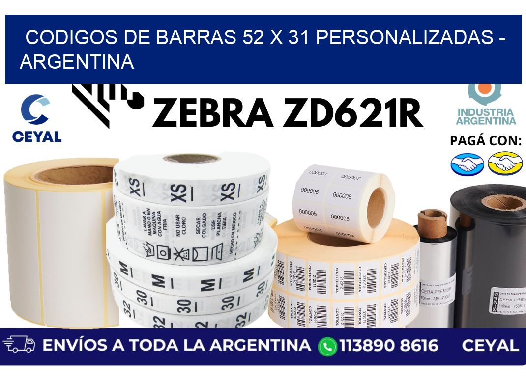codigos de barras 52 x 31 personalizadas - Argentina
