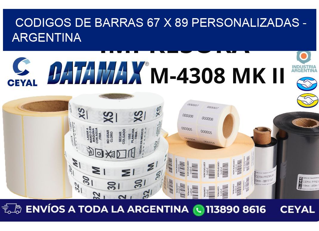 codigos de barras 67 x 89 personalizadas - Argentina