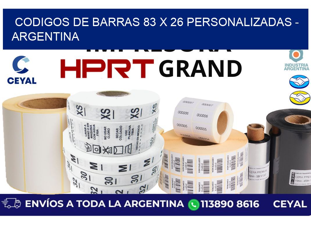 codigos de barras 83 x 26 personalizadas - Argentina