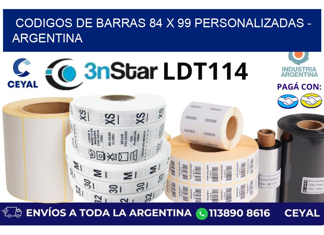 codigos de barras 84 x 99 personalizadas - Argentina