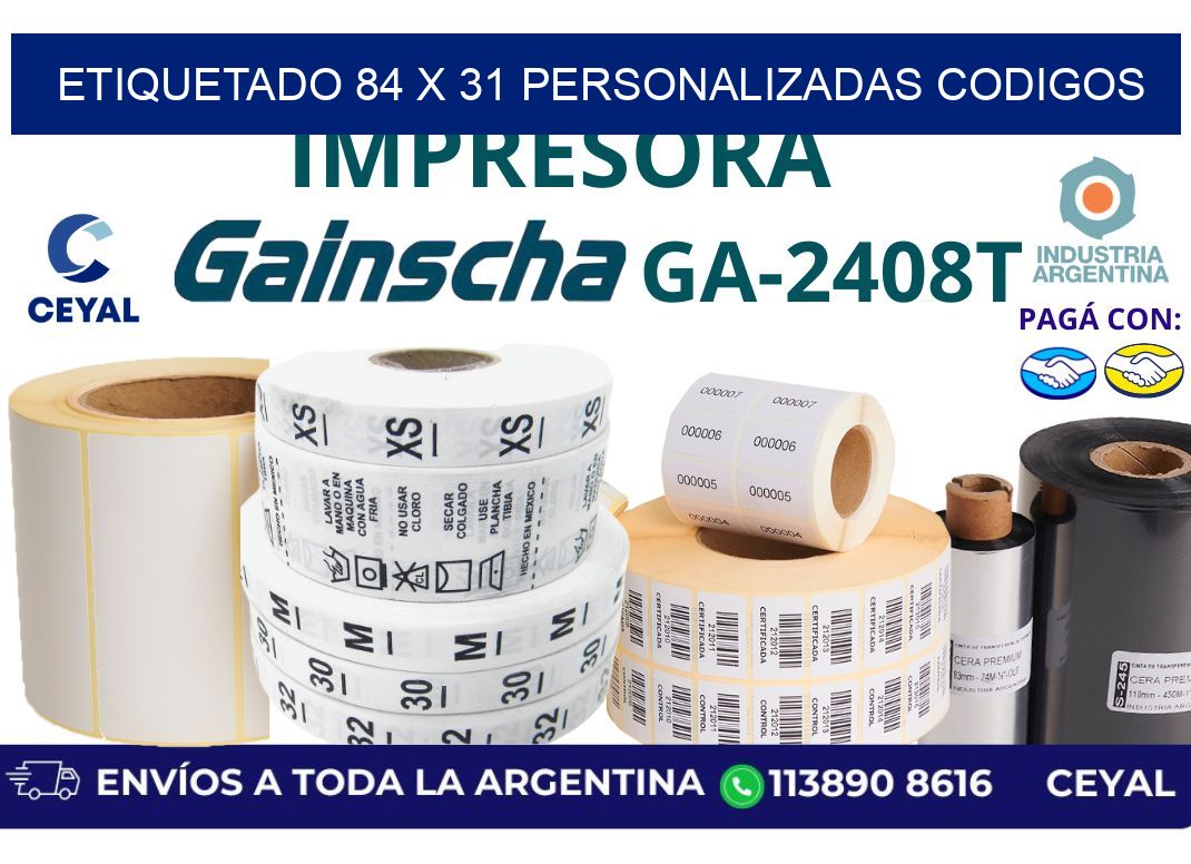 etiquetado 84 x 31 personalizadas codigos