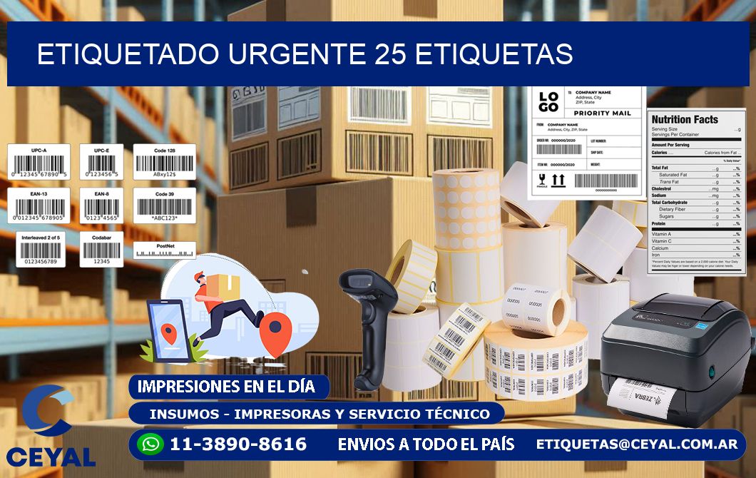 etiquetado urgente 25 etiquetas