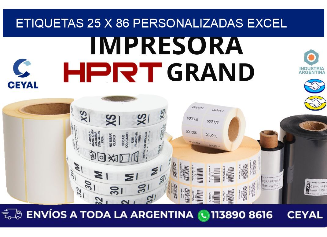 etiquetas 25 x 86 personalizadas excel