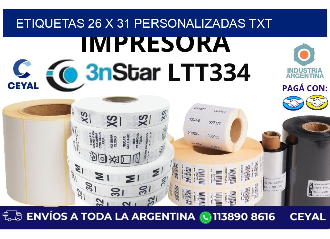 etiquetas 26 x 31 personalizadas txt