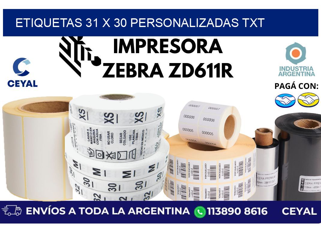 etiquetas 31 x 30 personalizadas txt