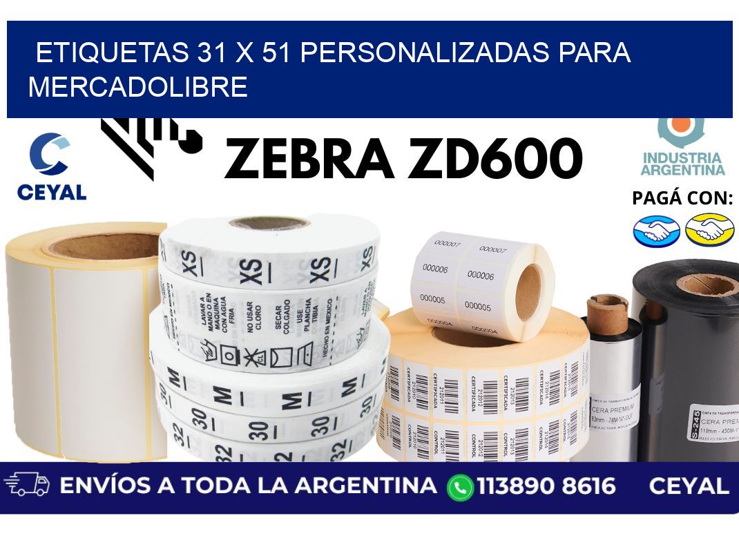etiquetas 31 x 51 personalizadas para mercadolibre