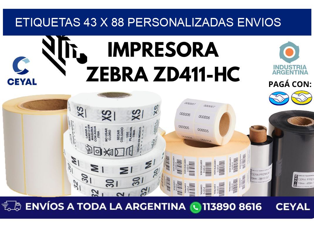 etiquetas 43 x 88 personalizadas envios